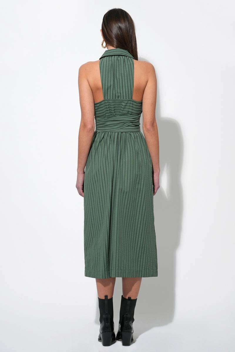 Statement-Piece Square Neck ROSA FLUTTER HALTER COLLARED DRESS