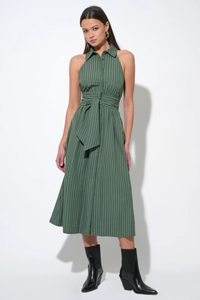 ROSA FLUTTER HALTER COLLARED DRESS Smooth Detail
