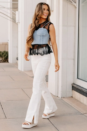 Claudette High Rise Flare Judy Blue Jeans (White) Adaptable Style DoubleLayeredHem