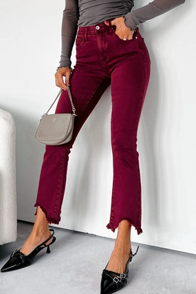 Tulsa Mid Rise Tummy Control Special A Kick Flare Jeans (Wine) Performance Design Fit Comfy Cut