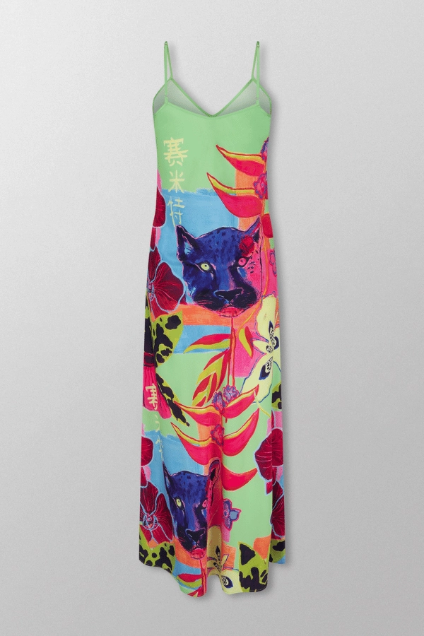Siren Dress Wasabi Jungle Minimal Detail