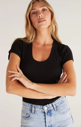 SIRENA SHORT SLEEVE TEE Abrasion Resistant Surface RibbedCollar