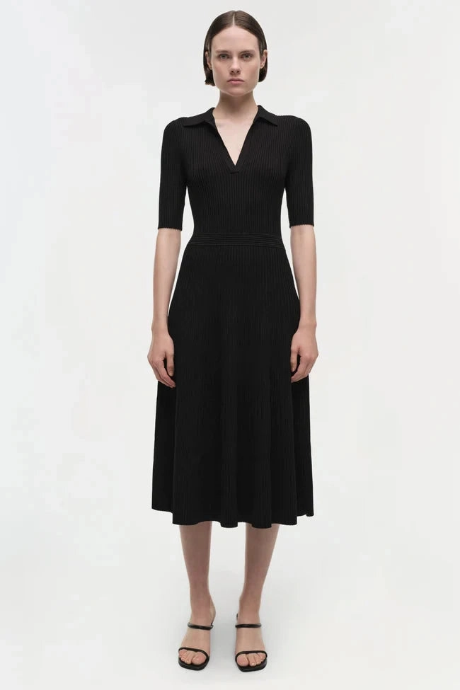 Signature Pati Polo Midi Dress Black Edgy Look