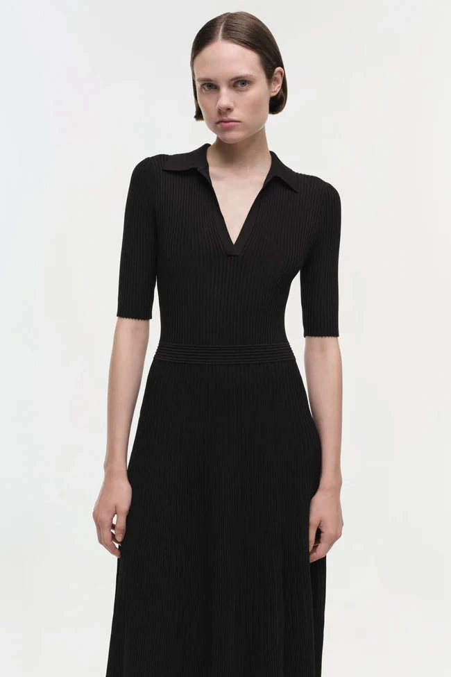 Radiant Mood Trendy pick Signature Pati Polo Midi Dress Black
