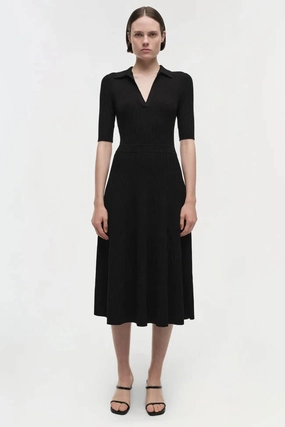 Signature Pati Polo Midi Dress Black Edgy Look