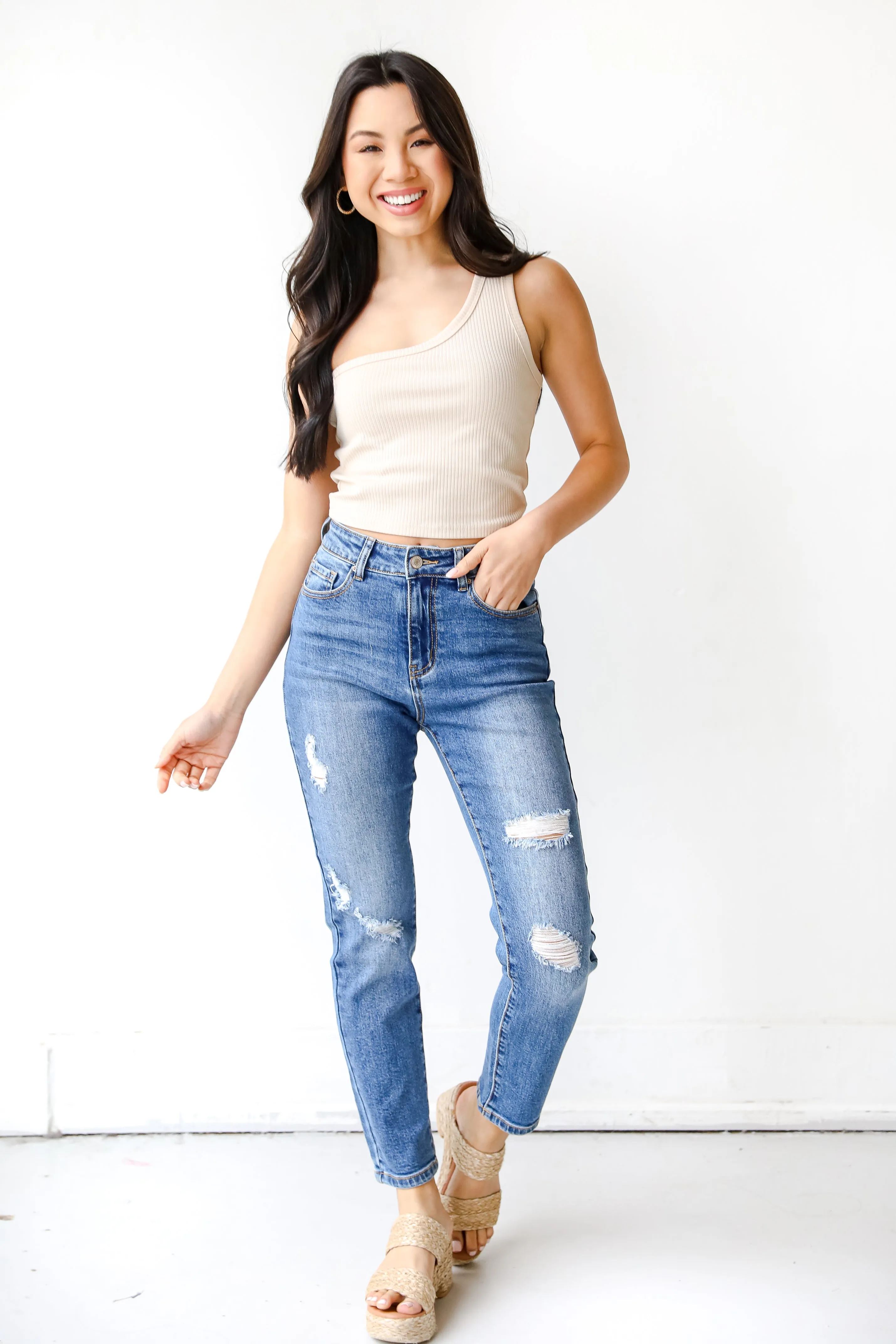 Skylar Distressed Mom Jeans