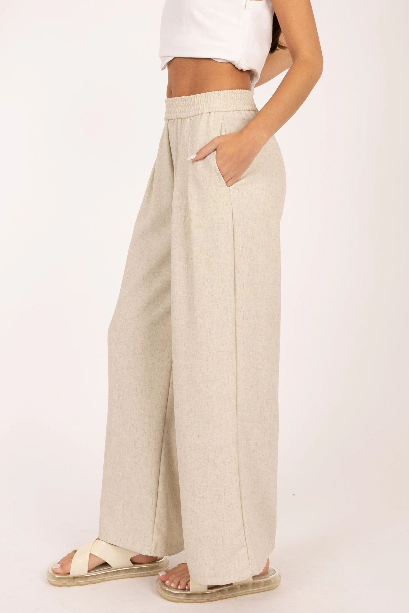 SKYLAR PLEATED WIDE-LEG PANTS Comfortable Style Wrinkle Free Fabric