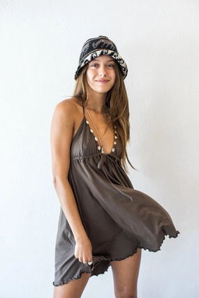 Driftwood Mini Dress Classic Waistband Artistic Vibe