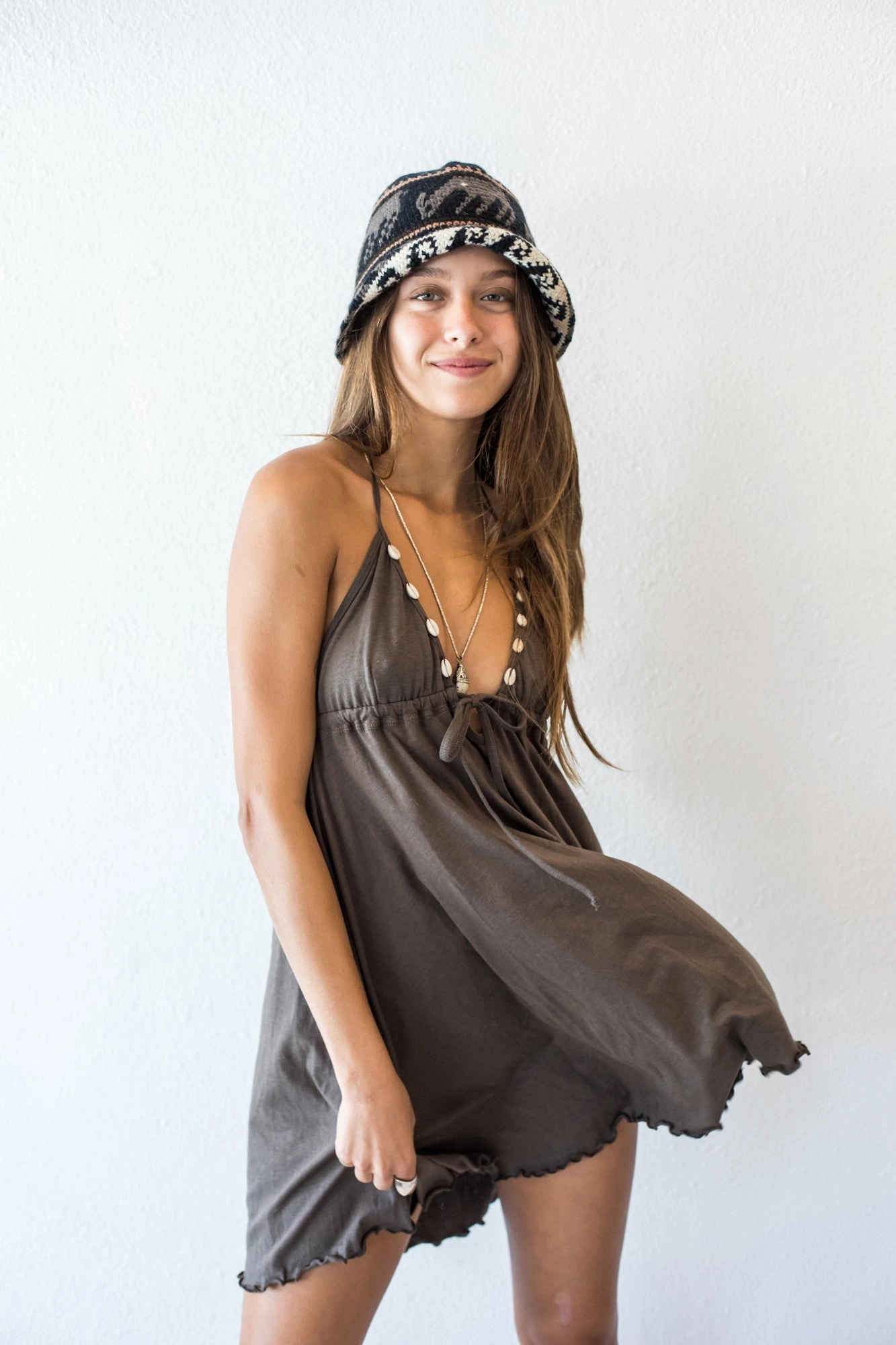 Driftwood Mini Dress Classic Waistband Artistic Vibe