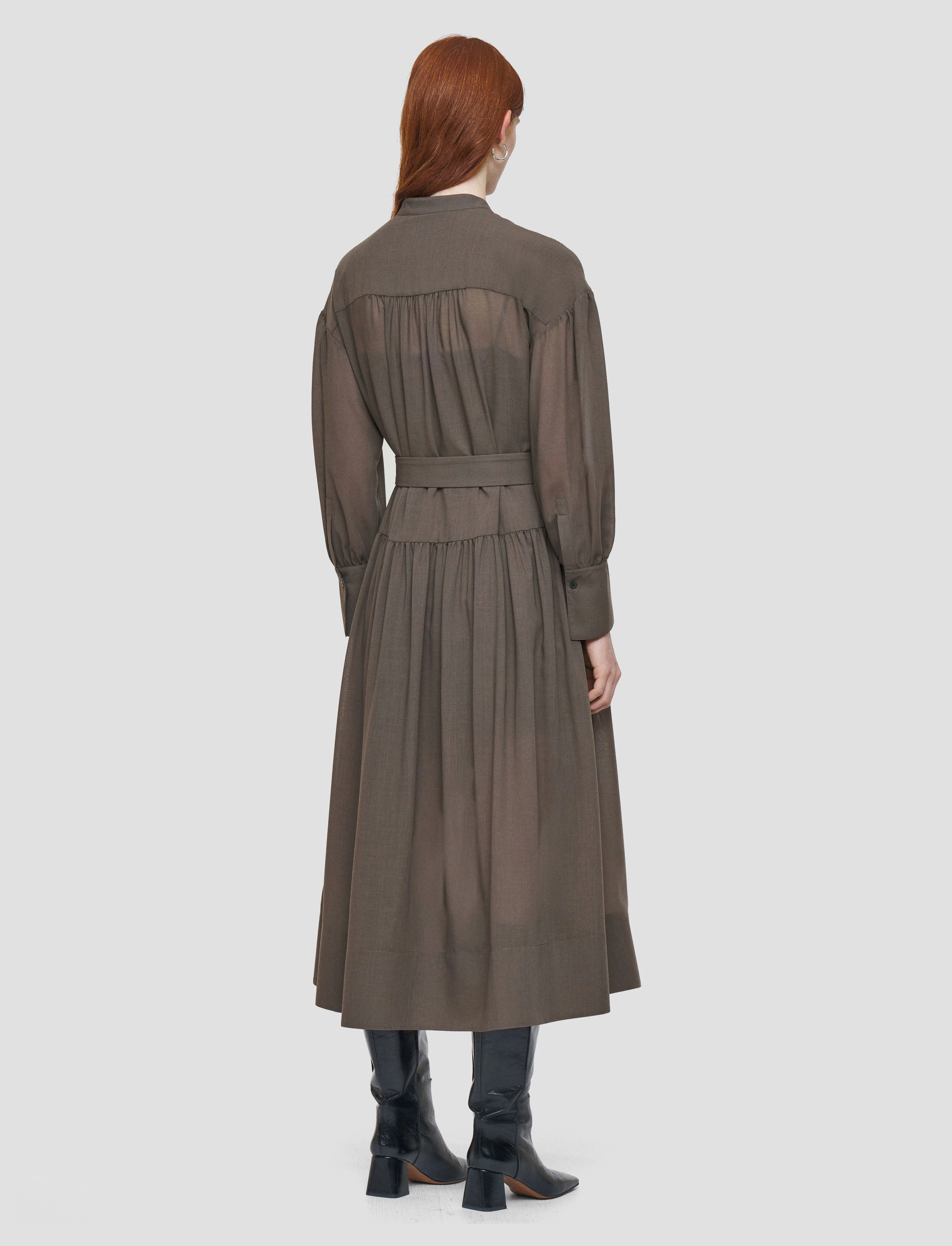 Elegant Cut Layered Wear Emma Sheer Fine Wool Dress