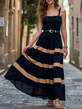 Formal Setting Modern Movement HALTER HALTER LONG DRESS WITH BELT