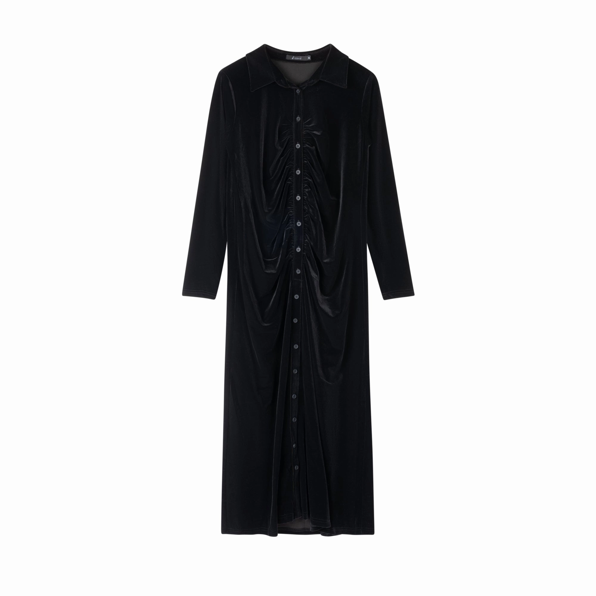 Velour Ruched Dress | Black [Final Sale] MultiPurposePockets Artistic Edge