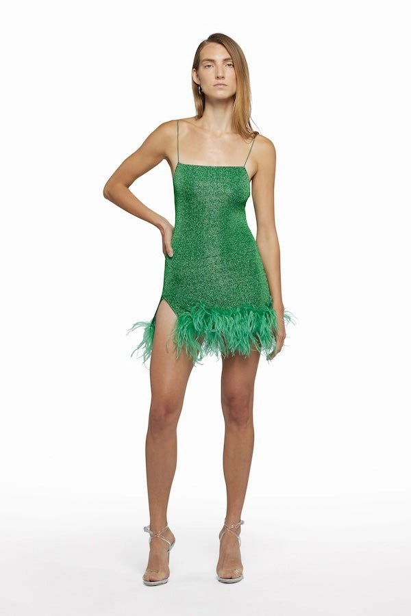 Balanced Tones Simplistic Mood Lumiere Plumage Mini Dress Emerald Green