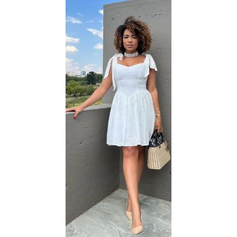 Sleeveless Date Night Bow knot Solid  Dress.