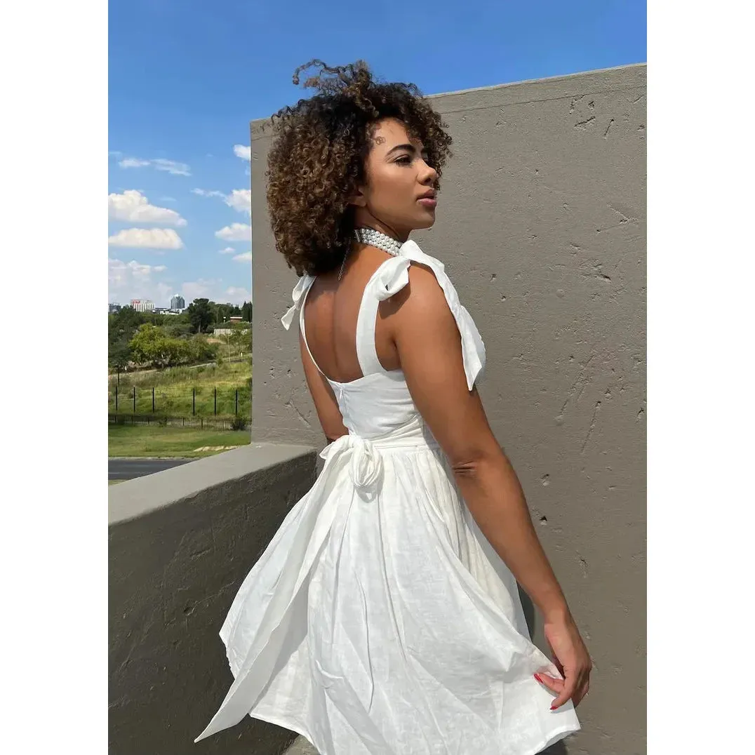 Sleeveless Date Night Bow knot Solid  Dress.