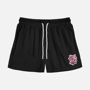 SLF Baseball Patch Black Shorts - 5"