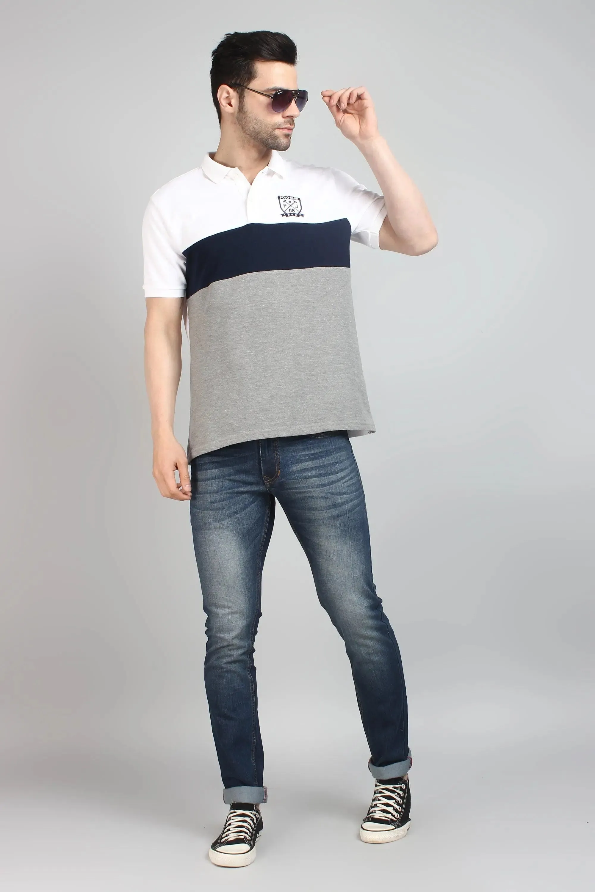 Slim Fit Grey Shade Blue Premium Men's Denim Jeans