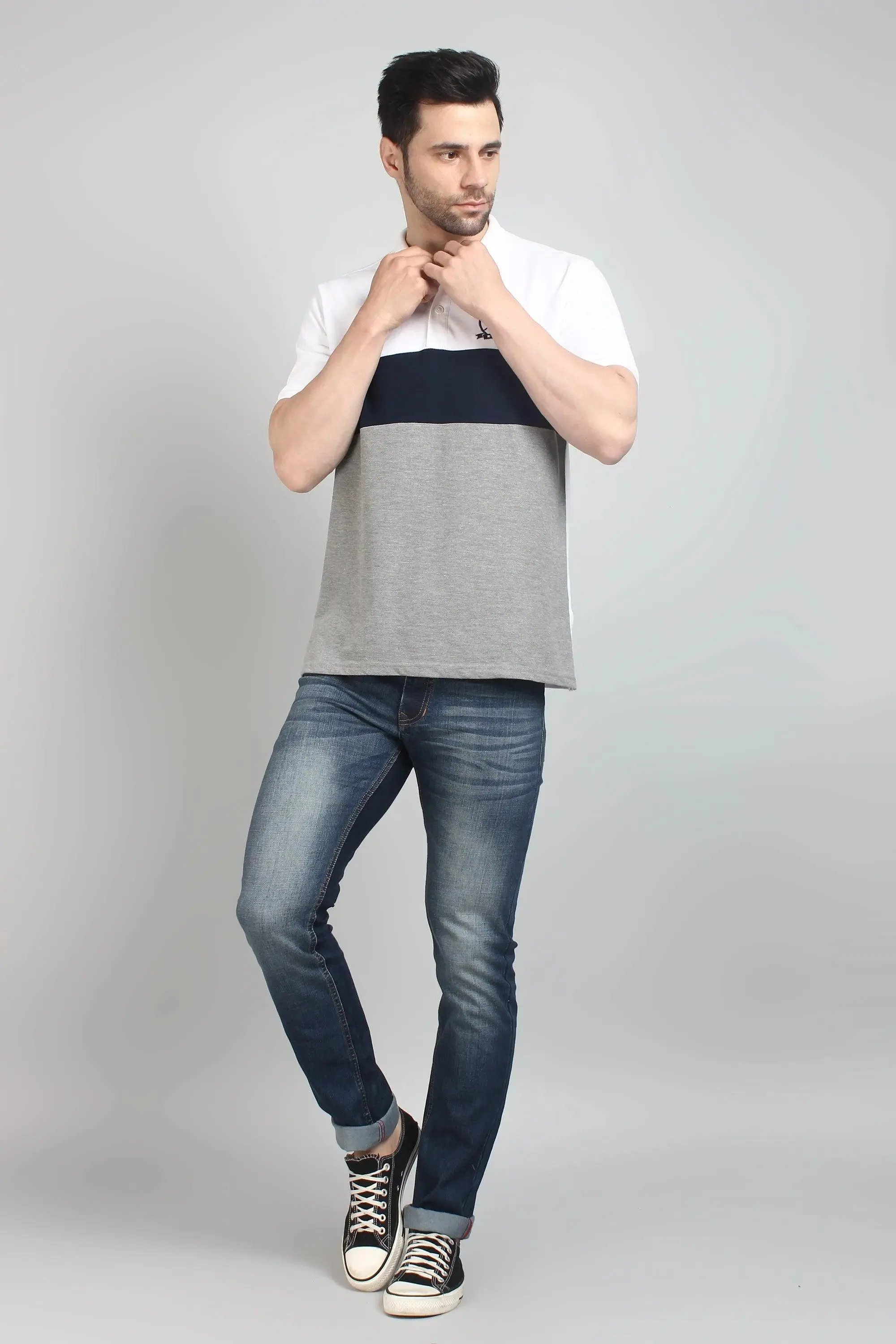Slim Fit Grey Shade Blue Premium Men's Denim Jeans