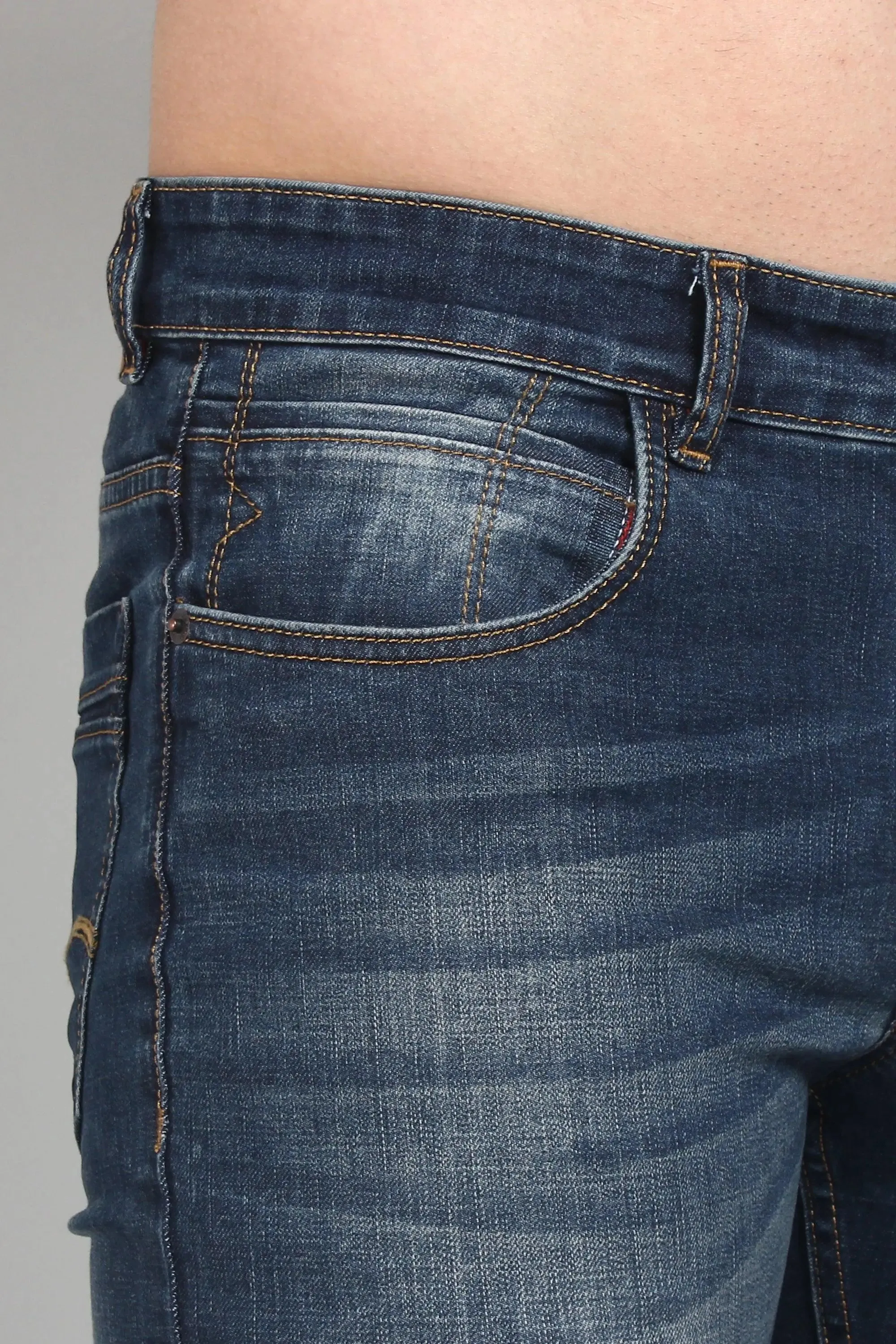 Slim Fit Grey Shade Blue Premium Men's Denim Jeans