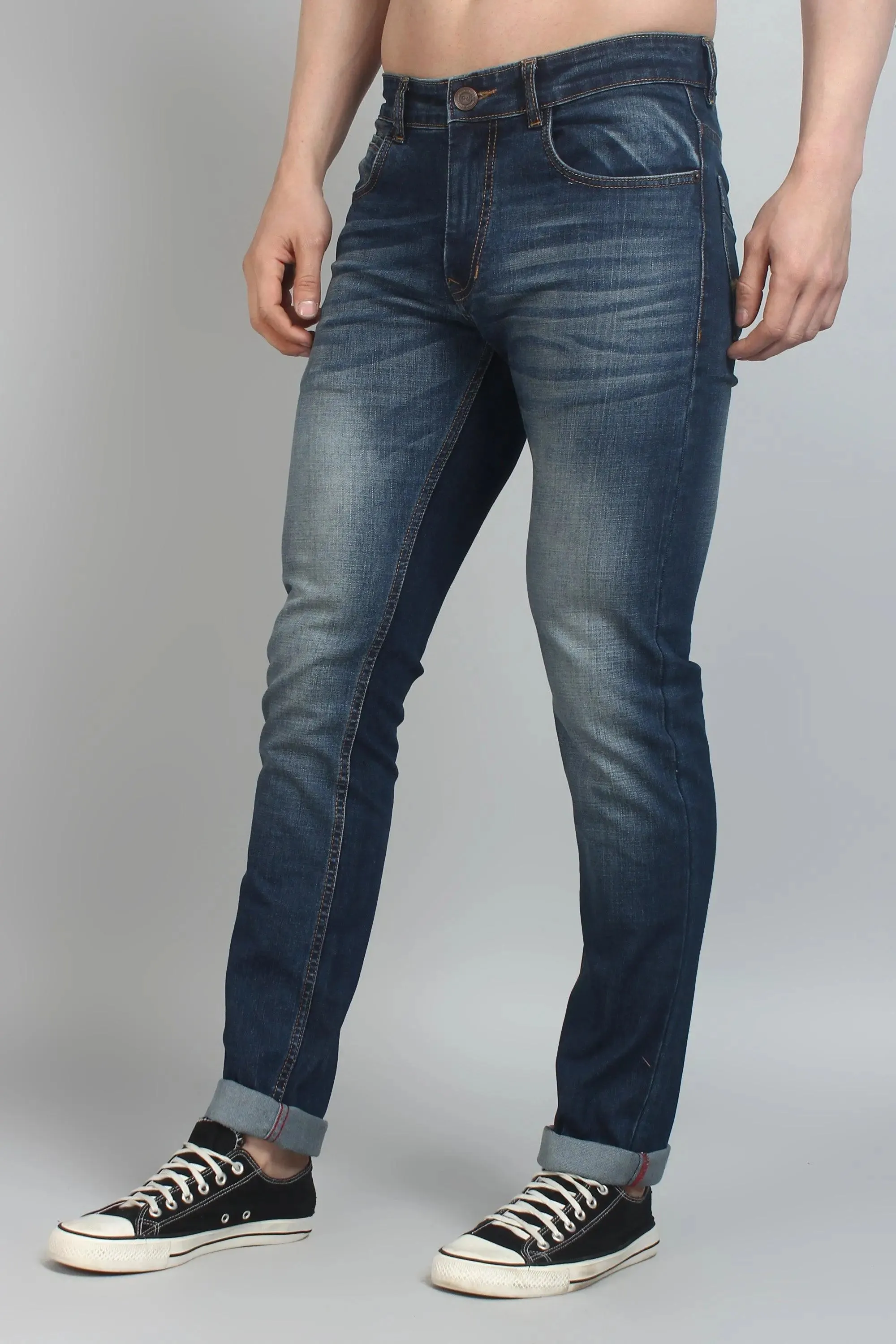 Slim Fit Grey Shade Blue Premium Men's Denim Jeans
