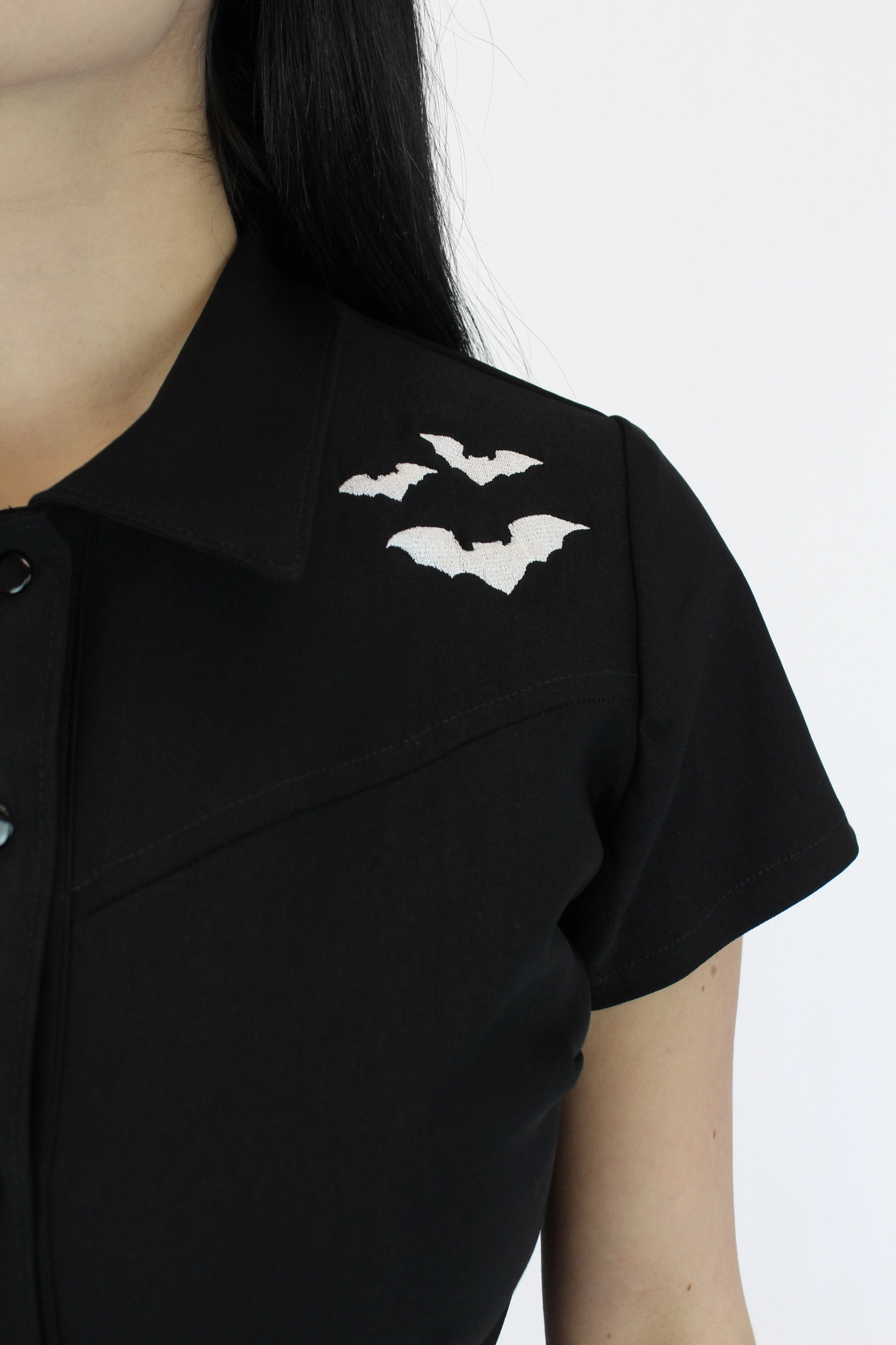 Stretchy Bat Black Romper With Belt Floral Print High Waist