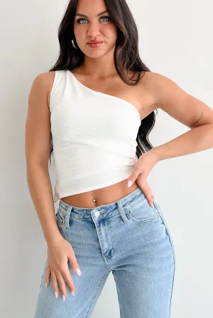FlexibleCuff MinimalistCut Slow & Sweet One Shoulder Top (Off White)
