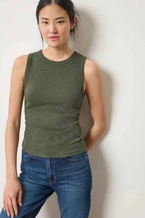 Airflow Mesh Lining Rib Slub Side Pleat Tank Lichen