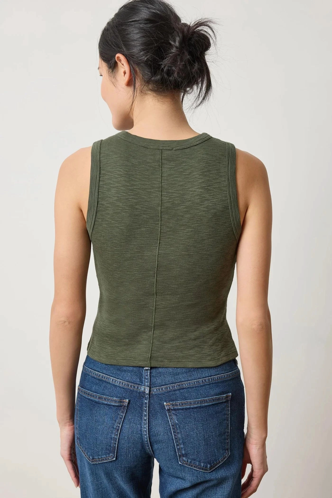 Rib Slub Side Pleat Tank Lichen Hidden Pocket Design QuickRelease Fastener