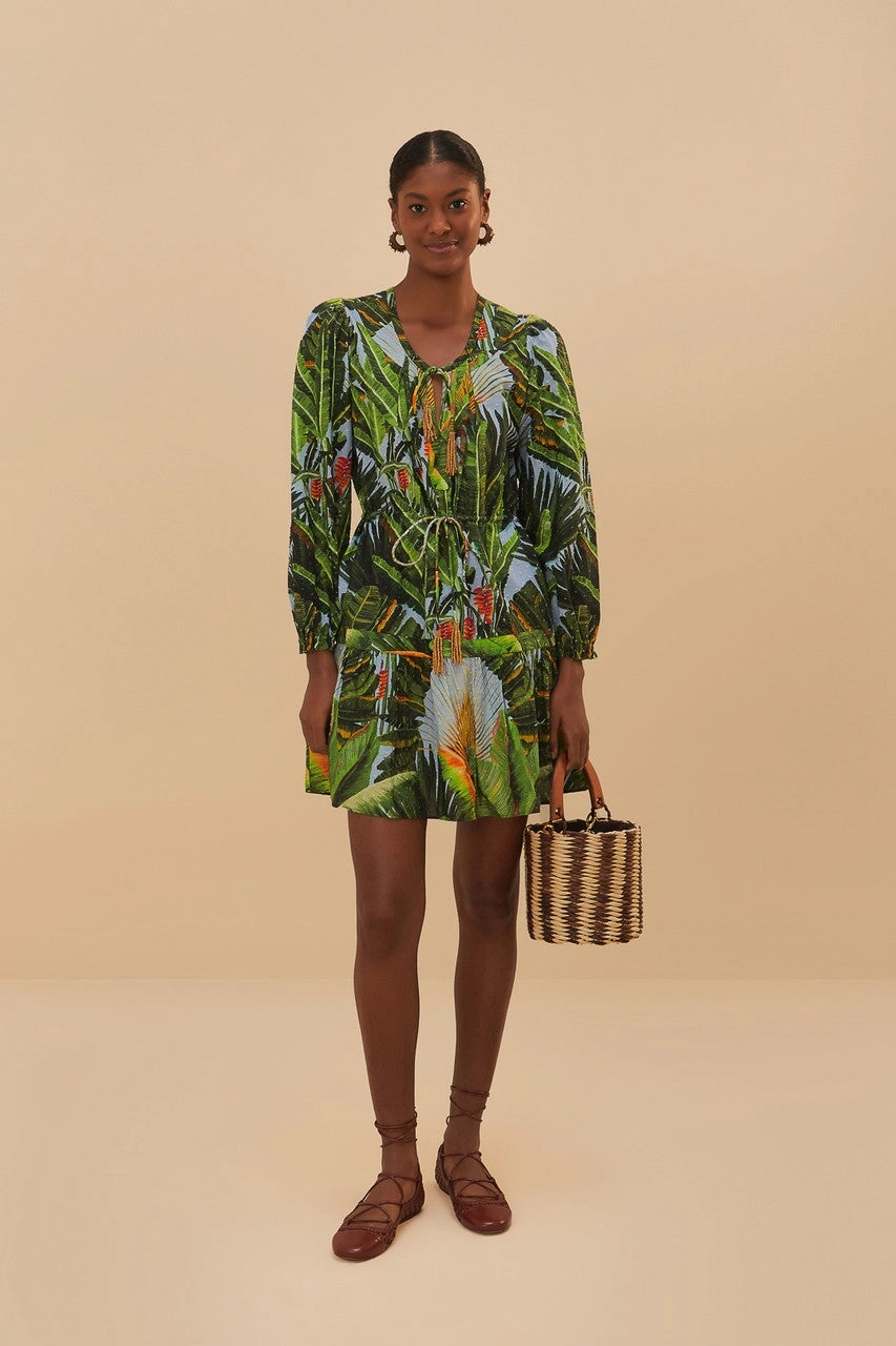 Calm Shine Amazonia Forest Blue Mini Dress