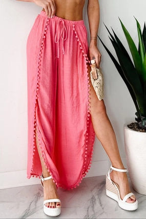 Everyday Comfort Summer Kisses Flowy Tulip Hem Pants (Hot Pink)