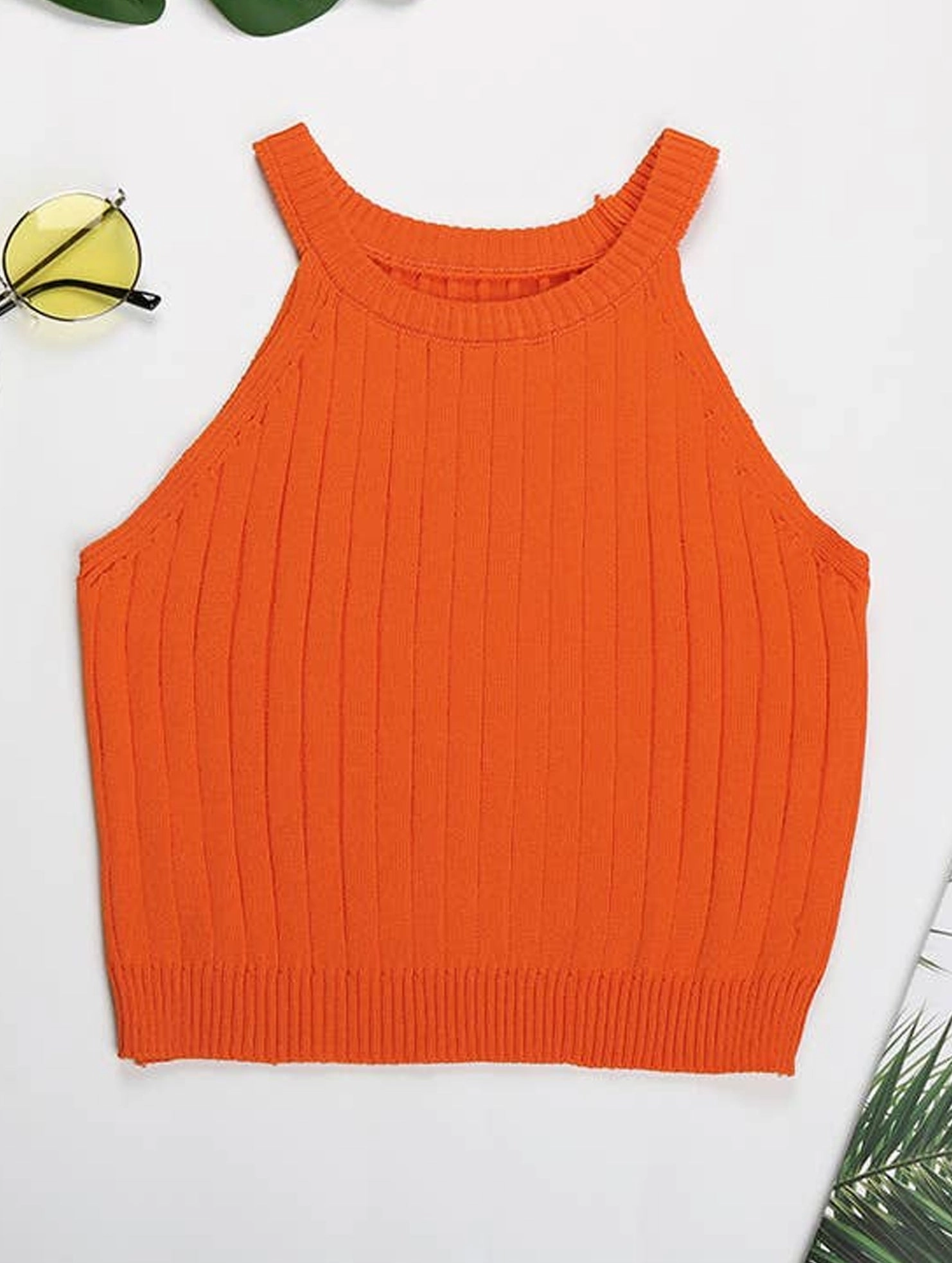 COTTON HALTER TOP_CWTTK0399 AntiPill Texture