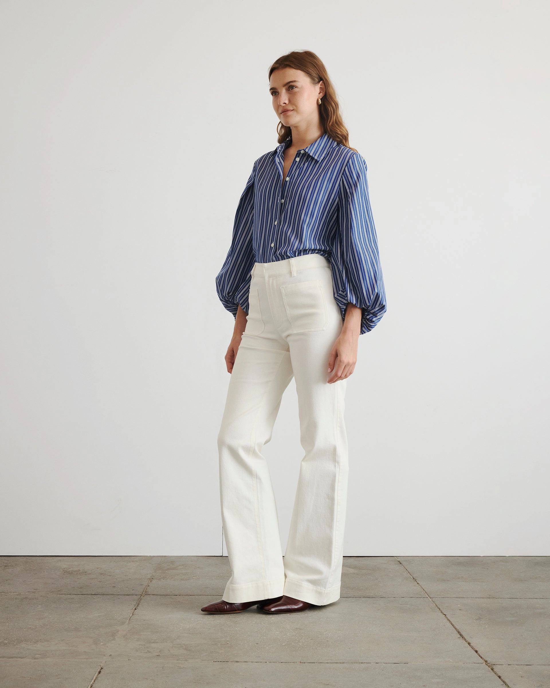 Metallic Fiber Blend Marina Stripe Top