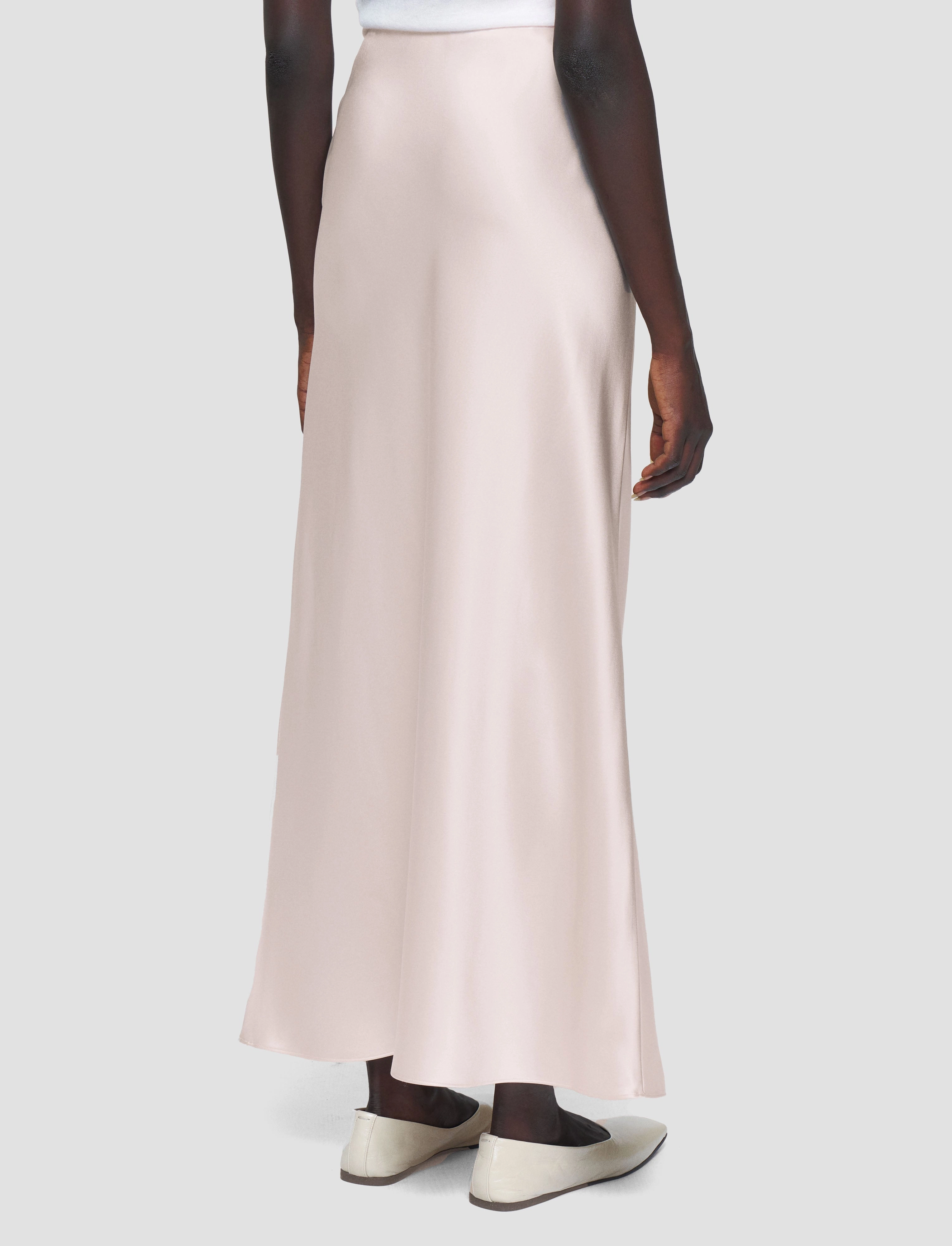 Isaak Long Silk Satin Skirt Roll Up Hem
