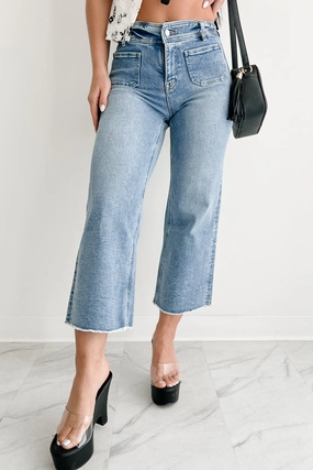 Louisa Wide Cropped Mica Denim Jeans (Light Wash) OdorResistantFinish