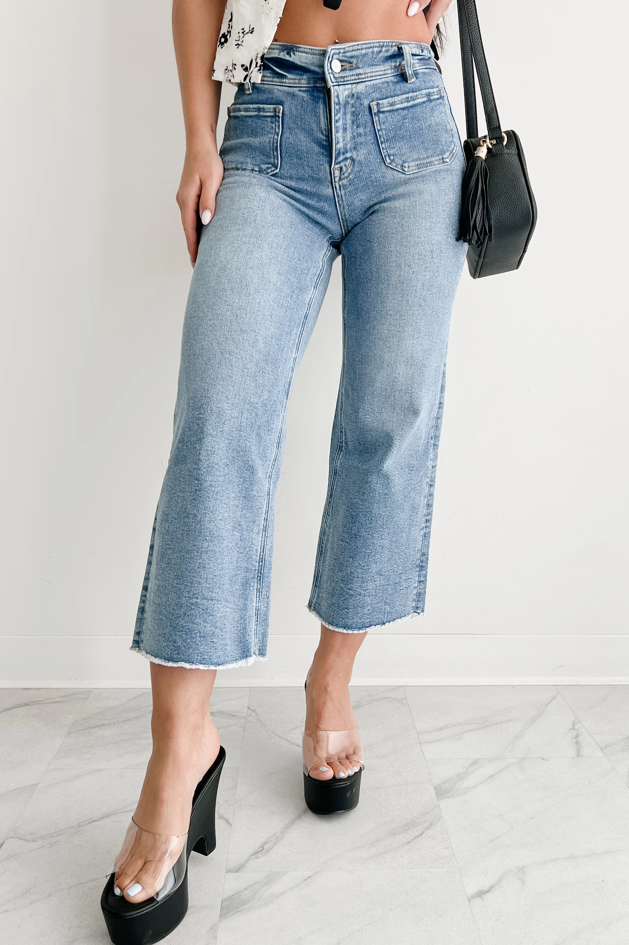 Louisa Wide Cropped Mica Denim Jeans (Light Wash) OdorResistantFinish