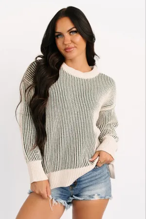Snug Haven Two Tone Zenana Sweater (Dark Green) Reinforced Seam Technique