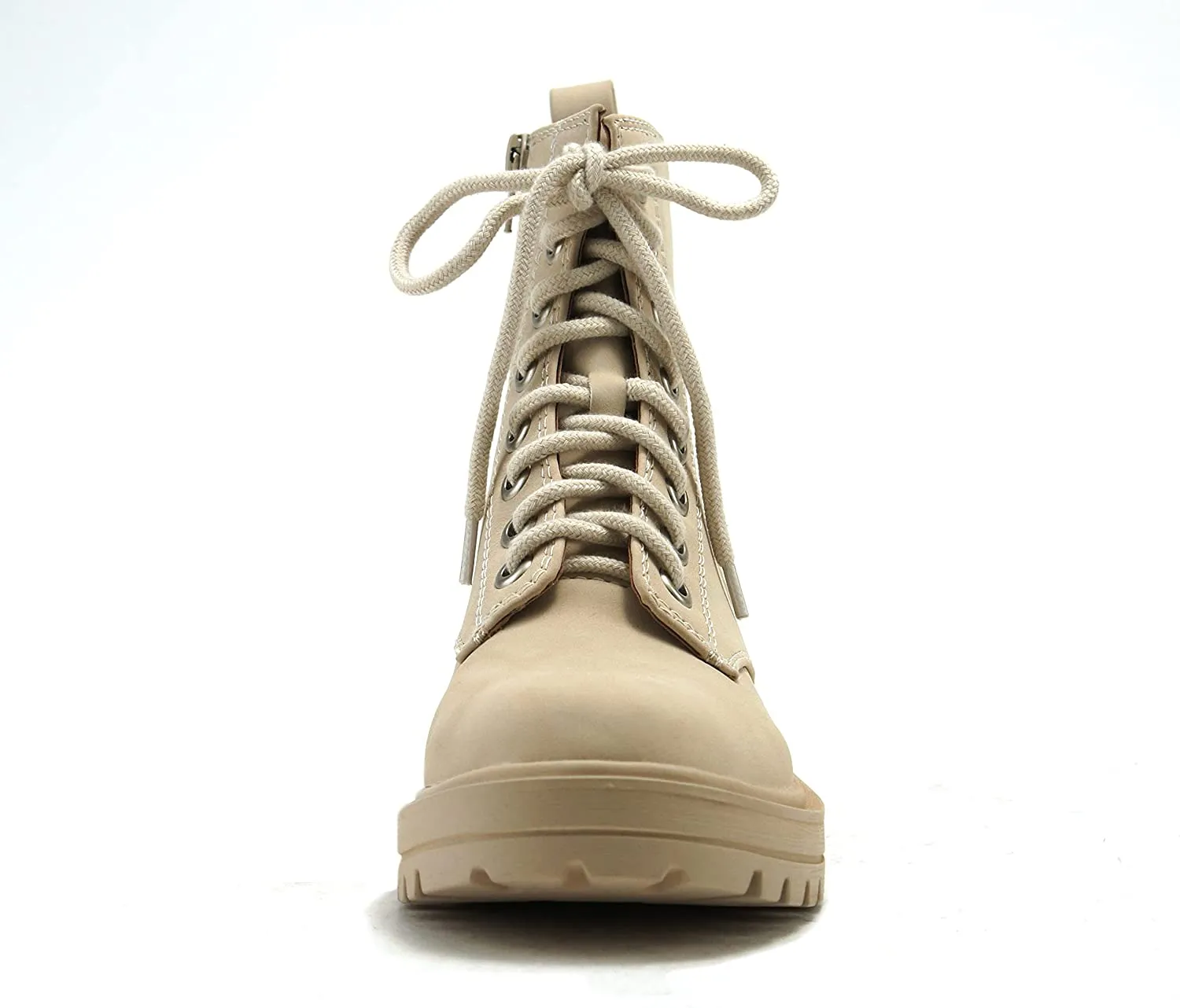 SODA FIRM Lace up Chunky Platform Classic Combat Ankle Boots Whiskey (6, Beige Nbpu)