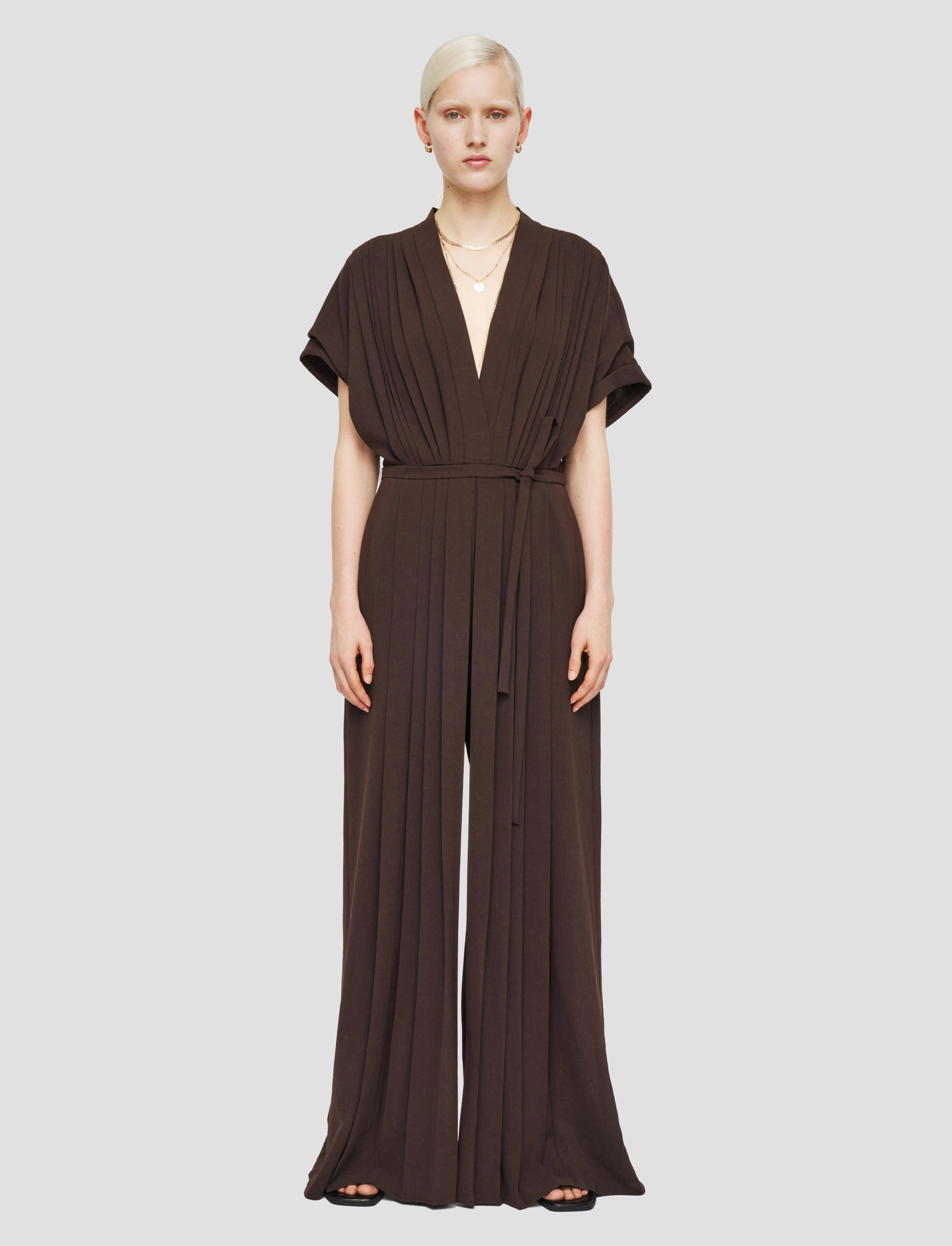 Sofia Airy Pliss?? Jumpsuit Chic Layers Lightweight Comfort