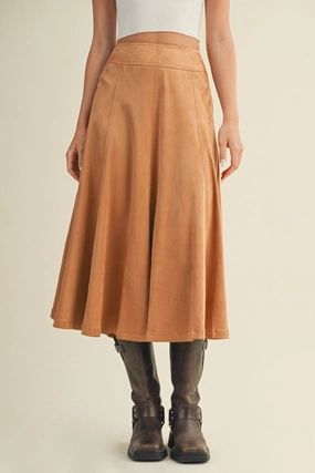 Gentle Comfort smooth zipper SOFIA SUEDE MIDI SKIRT