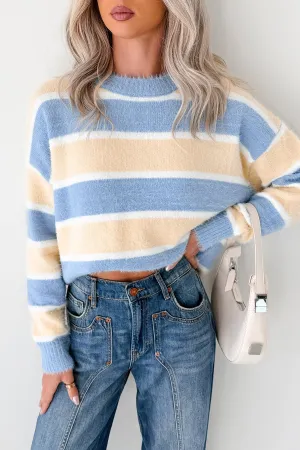 MeshVentilation Breathable mesh panel Soft Sentiments Papermoon Striped Fuzzy Sweater (Light Yellow/Light Blue)