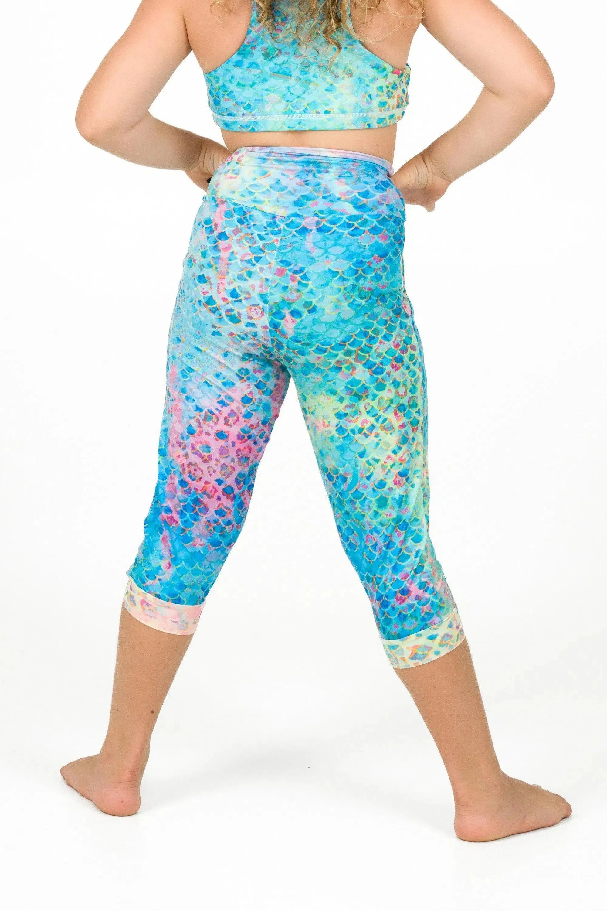Soft To Touch Kids Jogger Capris - Mermaid Jag