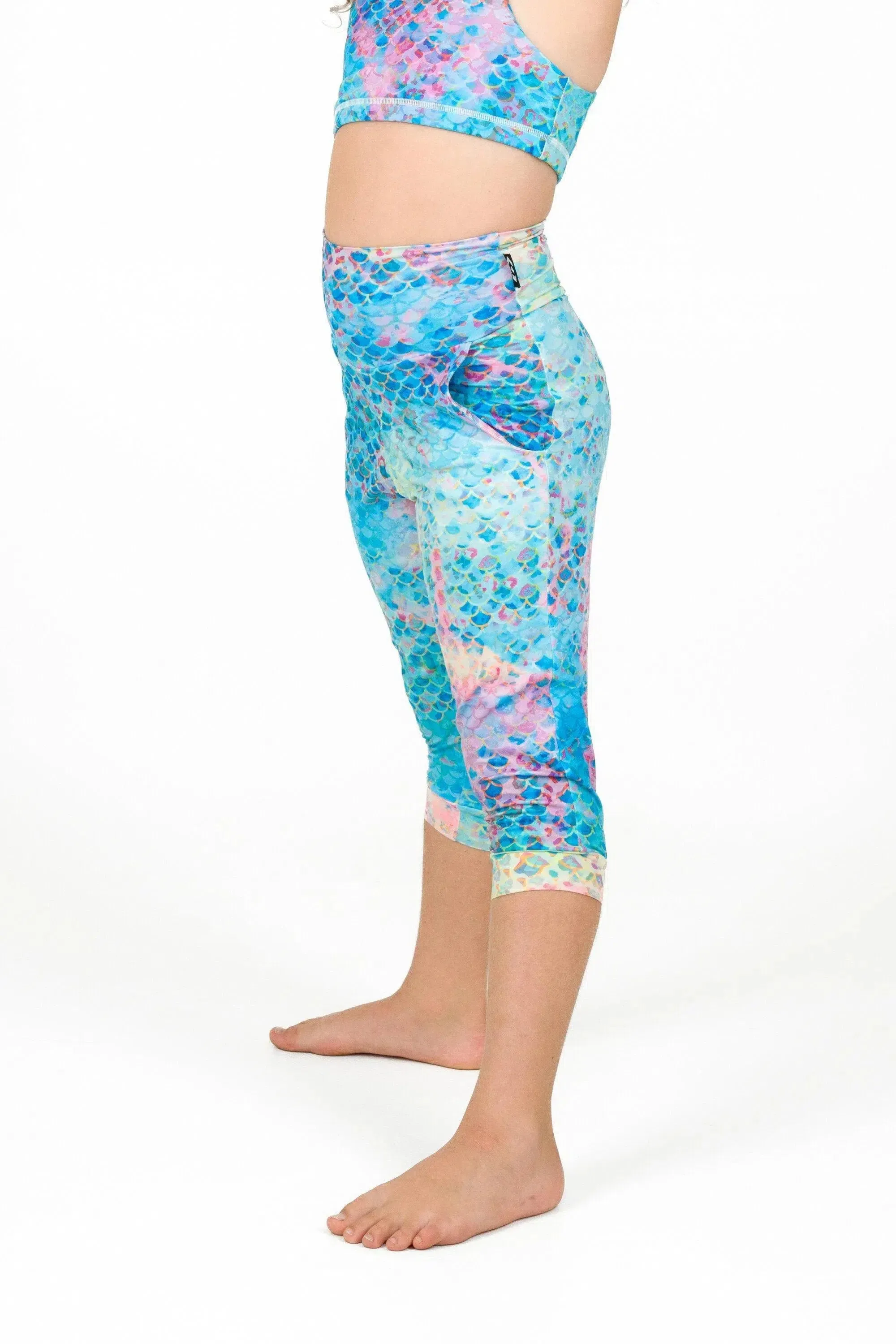 Soft To Touch Kids Jogger Capris - Mermaid Jag