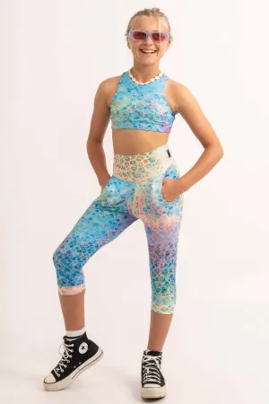 Soft To Touch Kids Jogger Capris - Mermaid Jag