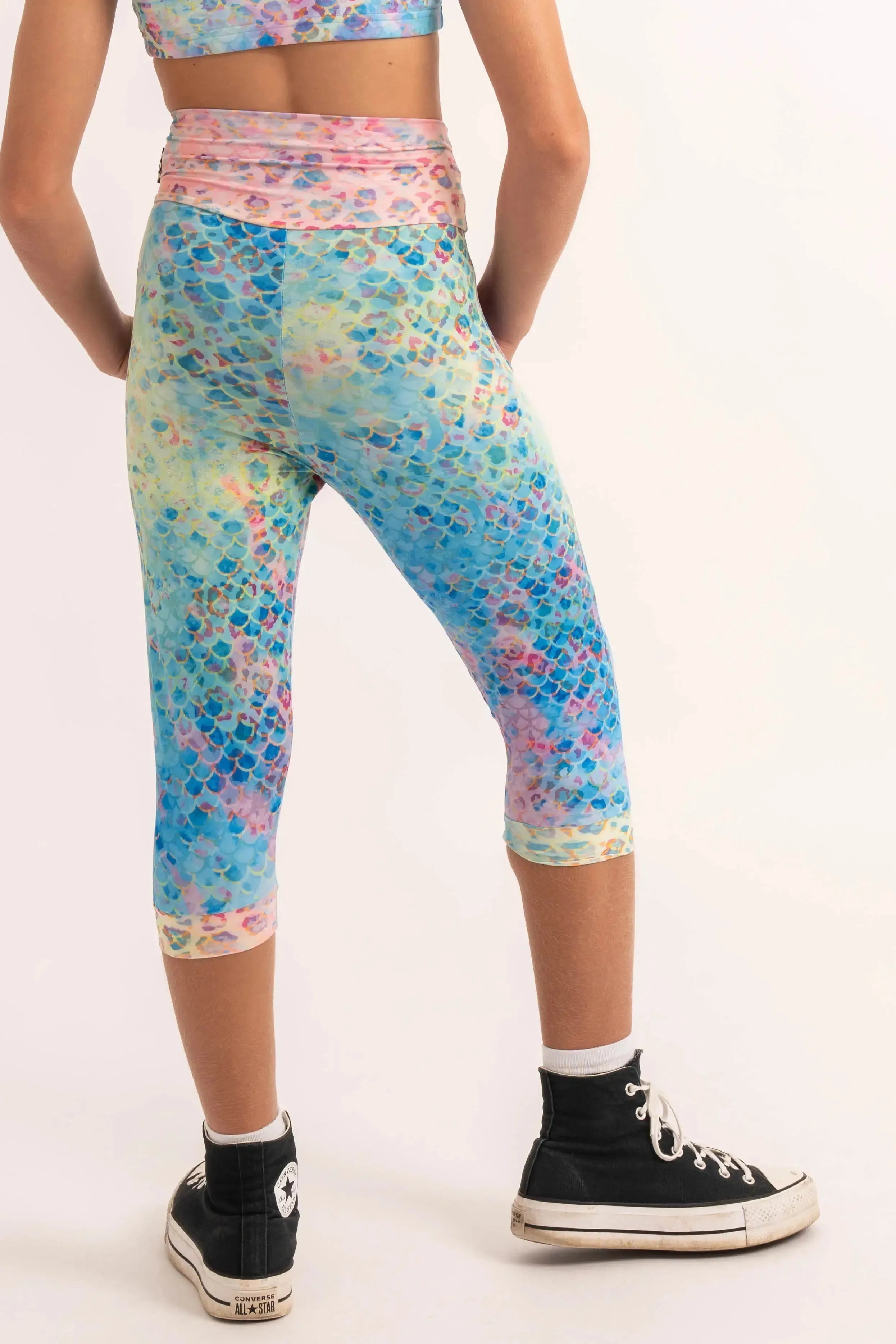Soft To Touch Kids Jogger Capris - Mermaid Jag