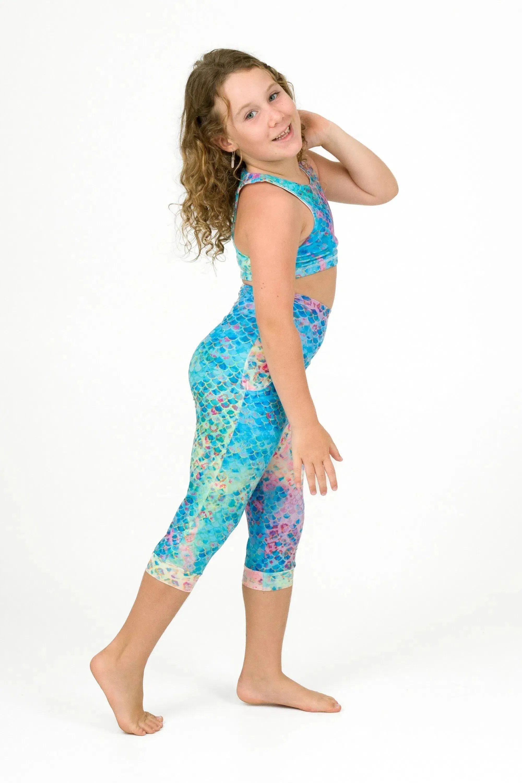 Soft To Touch Kids Jogger Capris - Mermaid Jag