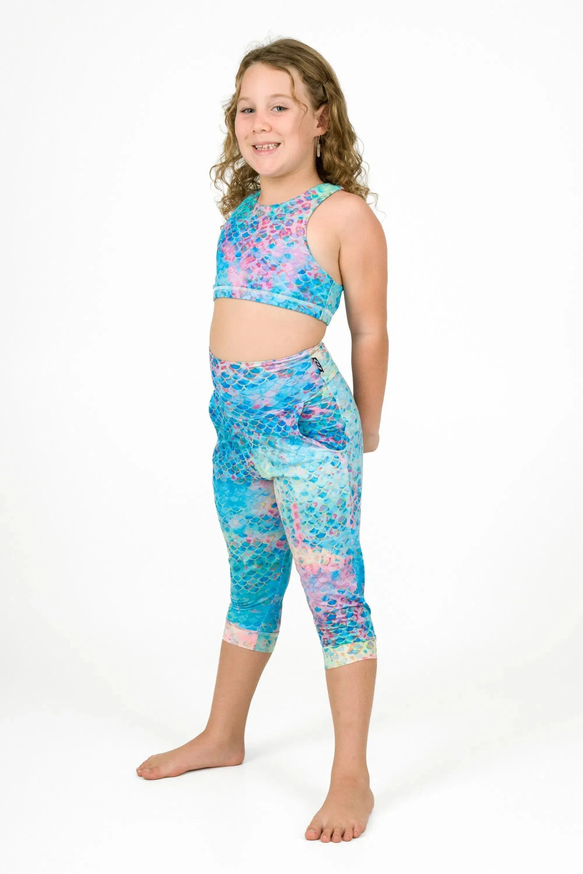 Soft To Touch Kids Jogger Capris - Mermaid Jag