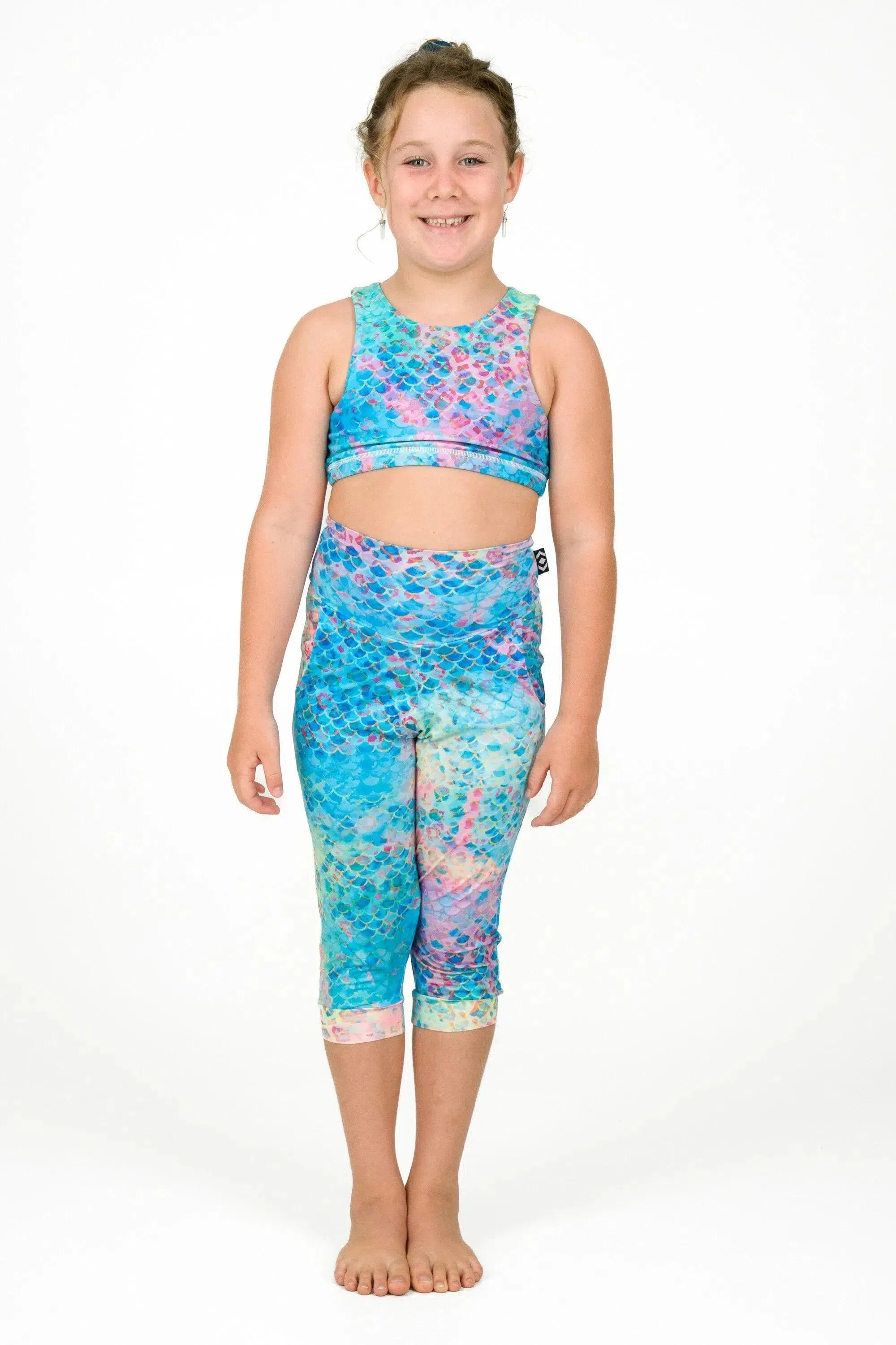 Soft To Touch Kids Jogger Capris - Mermaid Jag