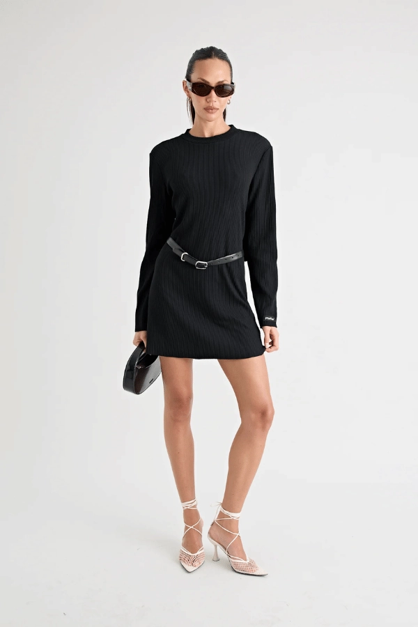 Light Comfort Satin Glow Fairbank Rib Dress Black