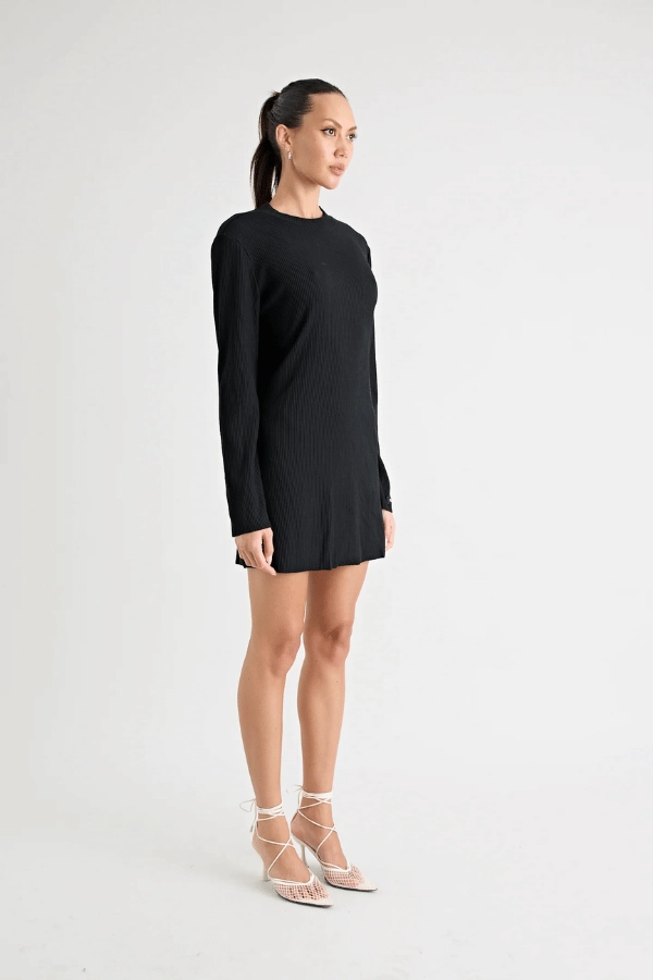 Fairbank Rib Dress Black Fashion Option