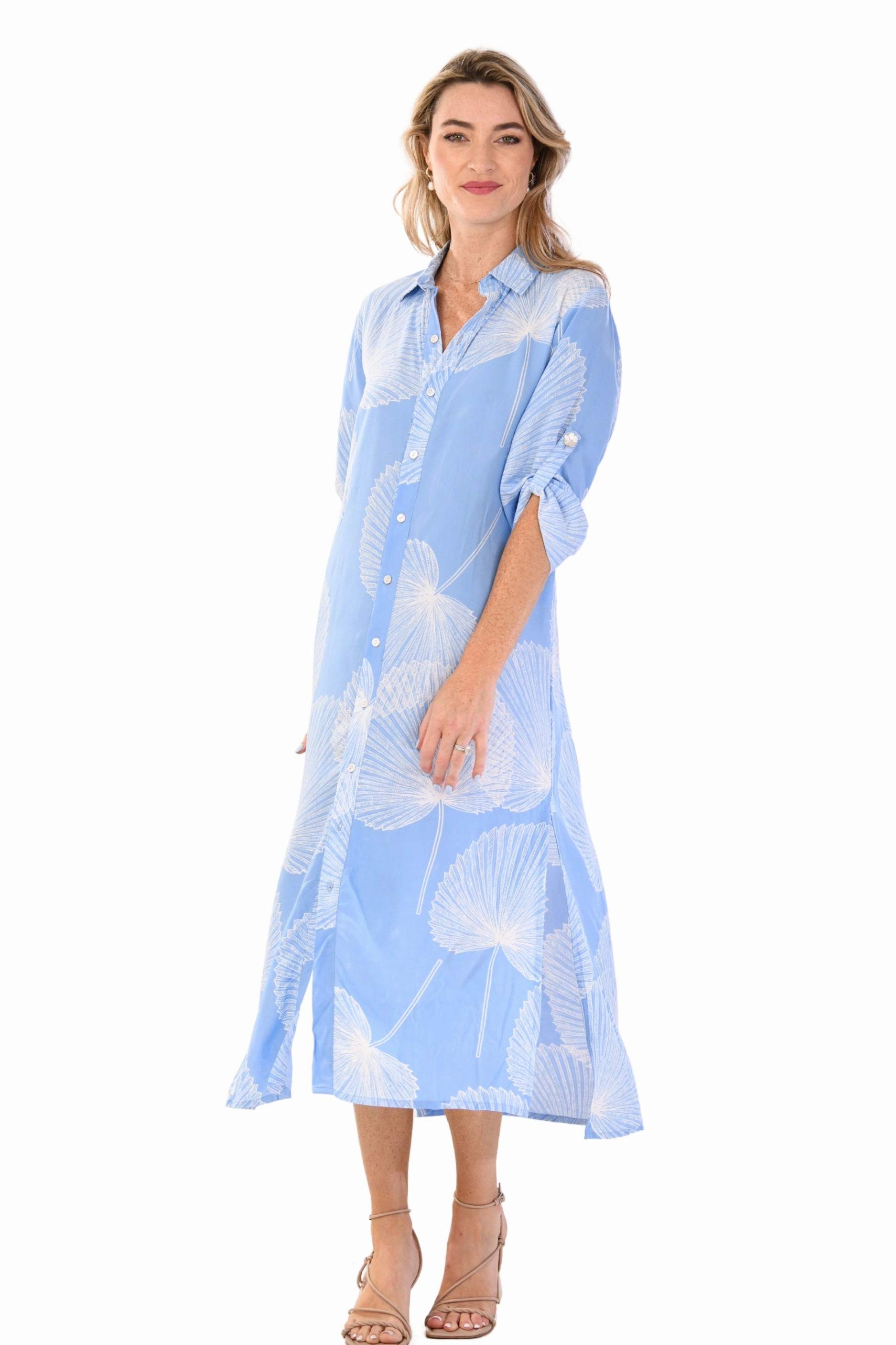 City Rhythm Smart and Sleek Tulum Dress / Periwinkle Fan Coral